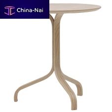 Contemporary pedestal table LAMINObeechoakwalnut