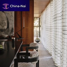 Striped sheer curtain fabric NICOwoolhome