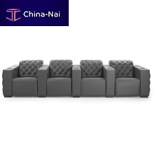 Full-grain leather cinema seating BROUGHAMhomeblackwith refrigerant cupholder