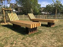Contemporary sun lounger larchCOR-TEN® steelgarden