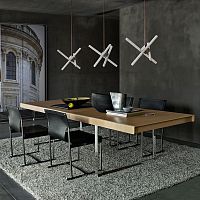 Contemporary table Athos '12wood veneersteel baserectangular