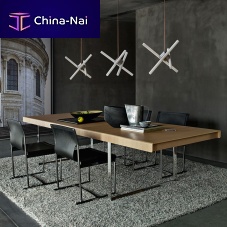 Contemporary table Athos '12wood veneersteel baserectangular