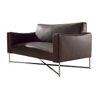 Contemporary sofa LUISleatherbrownsteel