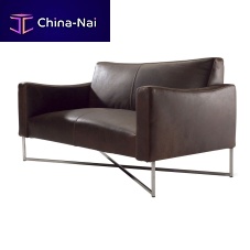 Contemporary sofa LUISleatherbrownsteel