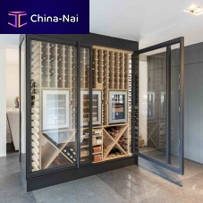 Serving wine cabinet free-standingsteelglazed
