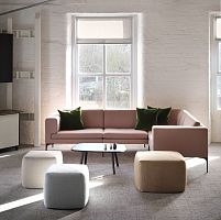 Contemporary pouf FARNE fabricleathersquare
