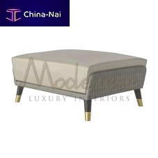 Contemporary footrest Harmony leatherwoodenmetal