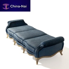 Classic upholstered bench MIRfabricmetal basewith armrests