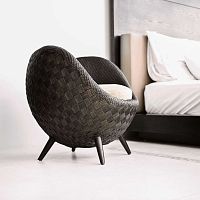 Contemporary armchair LA LUNArattanmaplewith footrest