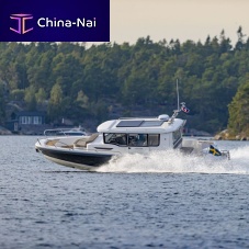 Inboard center console boat Commuter 9outboarddieselwith enclosed cockpit