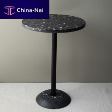 Contemporary bistro table M-3terrazzosteel baseround
