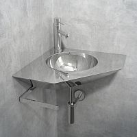 Wall-mounted washbasin ORNstainless steelwith towel rackcorner