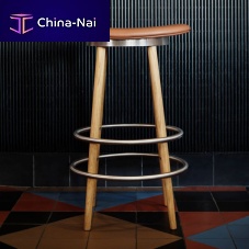 Contemporary bar stool STURDYleatherwooden baseupholstered