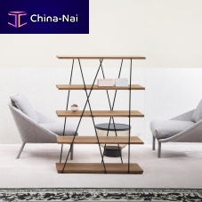 Contemporary shelf Matassaoakwalnutlacquered metal