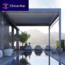 Self-supporting pergola Grandewall-mountedaluminumglass