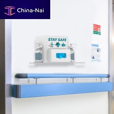 Wall-mounted hygiene station with glove boxwith hand sanitizer holder