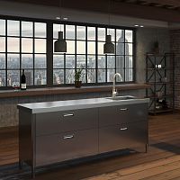 Contemporary kitchen LEVANTOstainless steelstainless steelisland