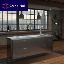 Contemporary kitchen LEVANTOstainless steelstainless steelisland