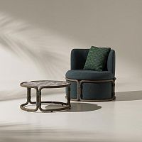 Contemporary fireside chair Rotinpolyesterpolypropyleneteak