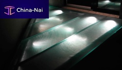 Patterned glass panel LUMINOUS PATIOtranslucentfor walkwaysnon-slip