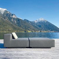 Contemporary ottoman LOOPSunbrella®squarewaterproof