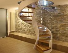 Helical staircase U-CSAwooden stepconcretecontemporary