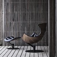 Scandinavian design armchair THE LOBSTERleatherbeechwood veneer