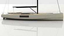 Cruising sailing yacht 70with open transomwith bowsprittwin steering wheels
