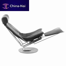 Contemporary chaise longue INTERDANEleatherstainless steelrocker