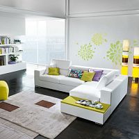 Corner sofa URBANcontemporaryfabricbuilt-in table