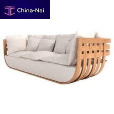 Original design sofa BASKETgrayteak3-seater