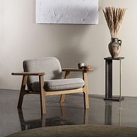 Contemporary fireside chair COMBfabricwoodenwith removable cushion