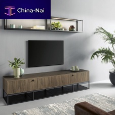 Contemporary living room wall unit woodenmelaminefor TV