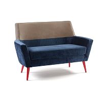 Contemporary sofa DOBLEfabricleatherblue