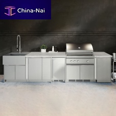Outdoor kitchen DISTINCTION DIS-LIN-I9Bcontemporarystainless steelisland