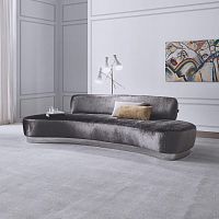 Semicircular sofa GAUDItraditionalfabricpolished stainless steel base