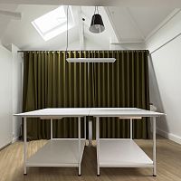 Fabric cutting table with removable coverwith drawers