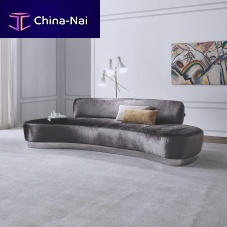 Semicircular sofa GAUDItraditionalfabricpolished stainless steel base