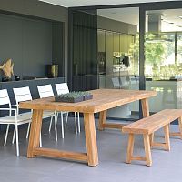 Contemporary dining table THOMASteakroundrectangular