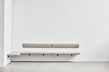 Contemporary bench FOURLIKES®woodenwith backrestupholstered
