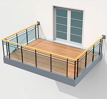 Glass panel balcony D2B® Canopeewoodengalvanised steel