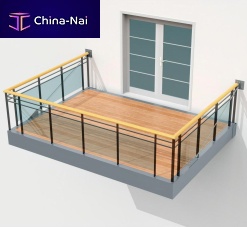 Glass panel balcony D2B® Canopeewoodengalvanised steel