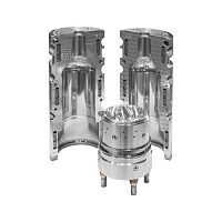 Multi-cavity blow mold for PET bottles