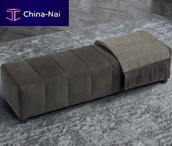 Contemporary upholstered bench CHARLIE fabricleathergray