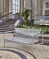 Contemporary garden bench PALISSADE galvanised steelwith backrestwith armrests