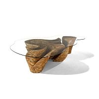 Contemporary table BANZEIROglasswooden basetransparent