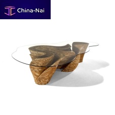 Contemporary table BANZEIROglasswooden basetransparent