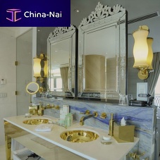 Mirror glass panel FLOTAL®for interiorgrayblue