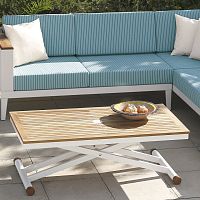 Contemporary coffee table Aura teakstainless steel baserectangular