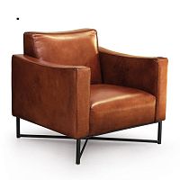 Traditional armchair ONDAleathermetalbrown